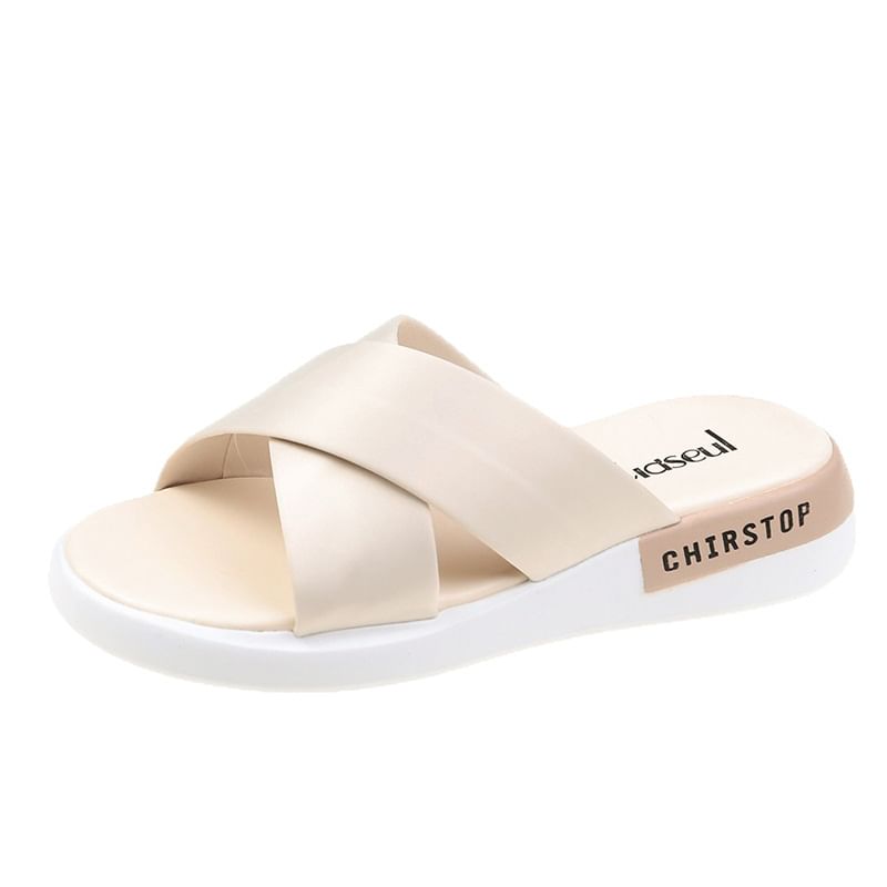Lettering Sandals Wedge Slide Heel