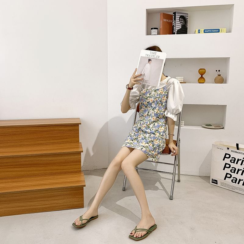 Slide Sandals Toe-Loop Square-Toe