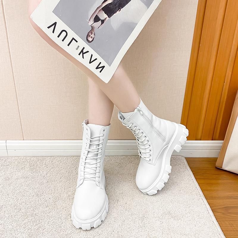 Heel Platform Lace-Up Short Boots Chunky