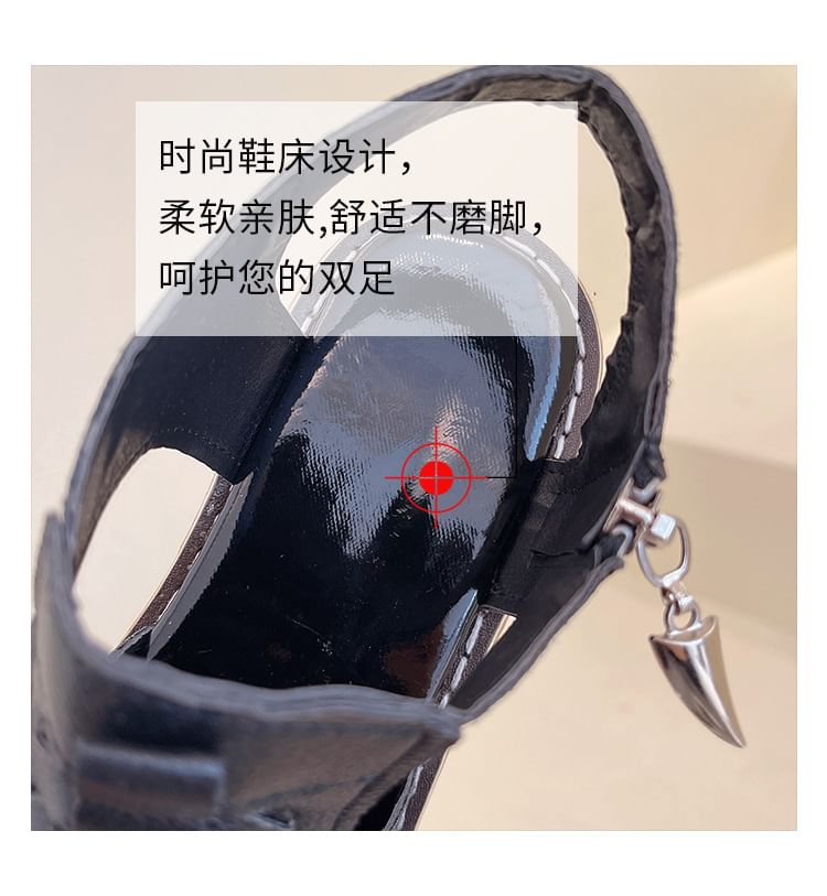 Sandals Heel Cutout Chunky Buckled