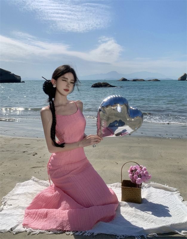 Mermaid Dress Maxi Spaghetti Plain Strap