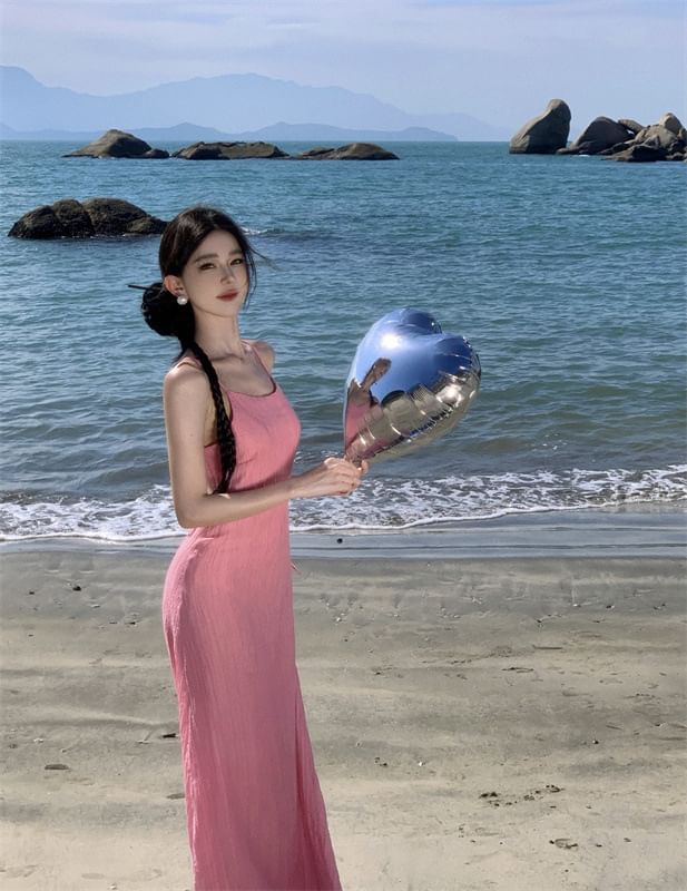 Mermaid Dress Maxi Spaghetti Plain Strap