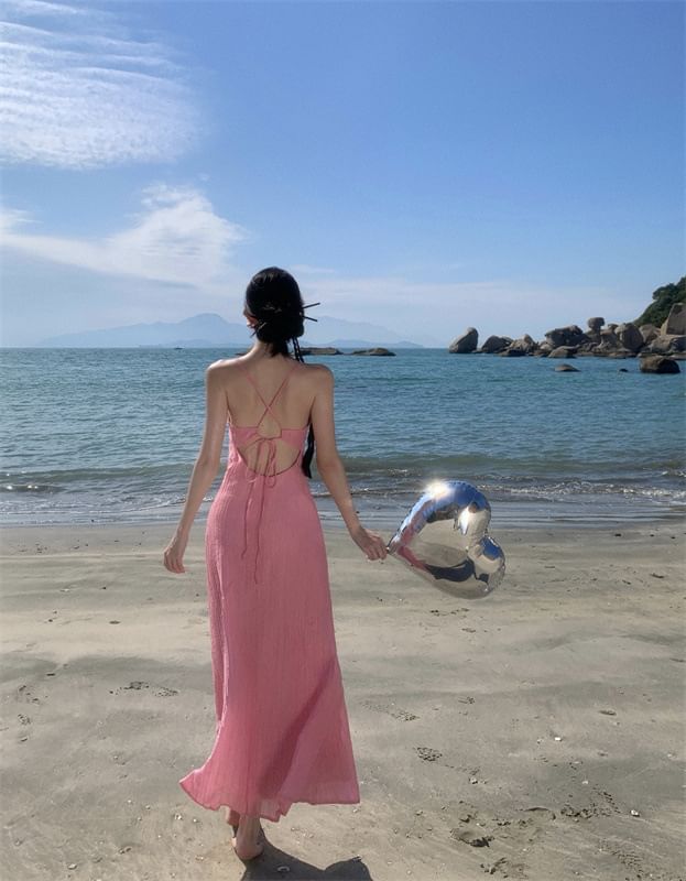 Mermaid Dress Maxi Spaghetti Plain Strap