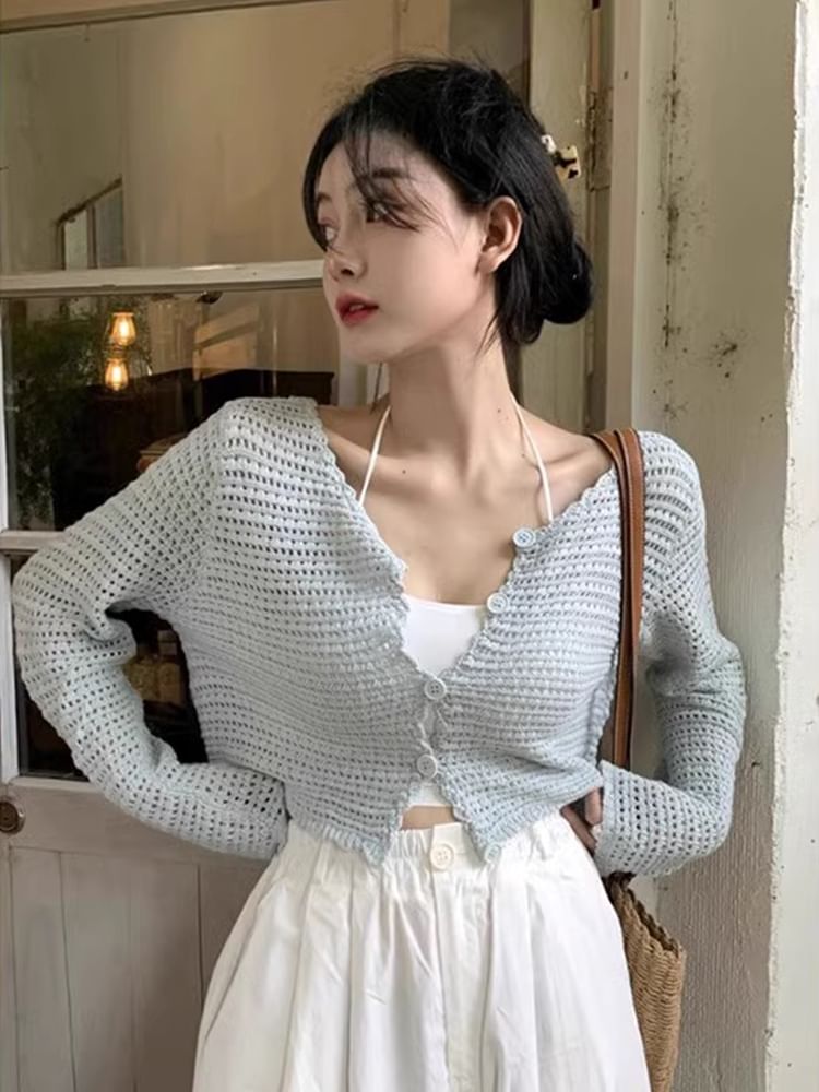 Top V-Neck Crop Plain