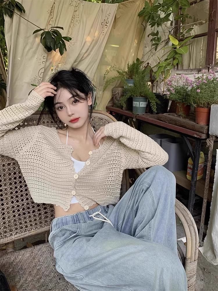 Top V-Neck Crop Plain