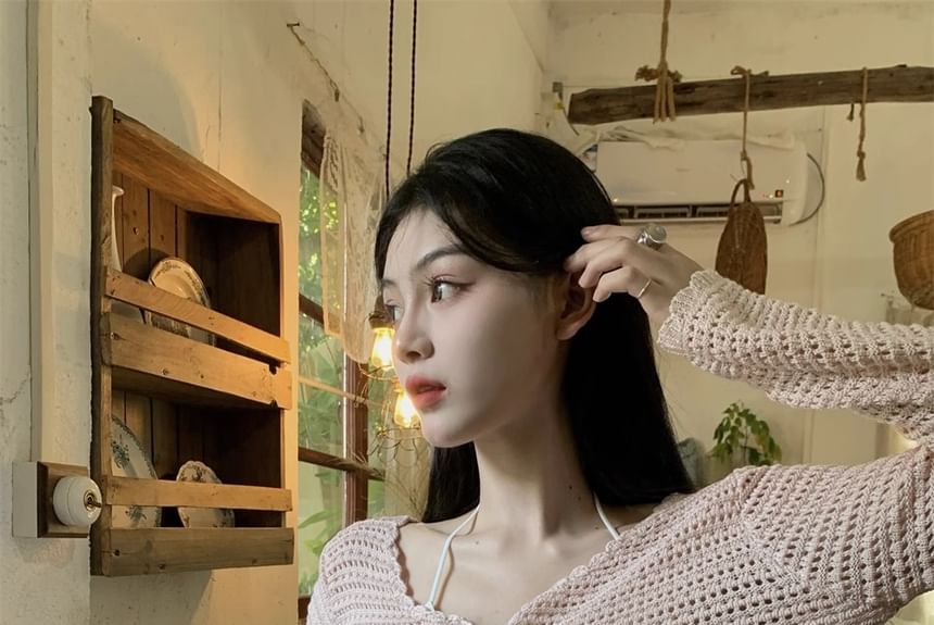 Top V-Neck Crop Plain