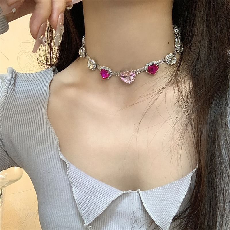 Heart Rhinestone Choker