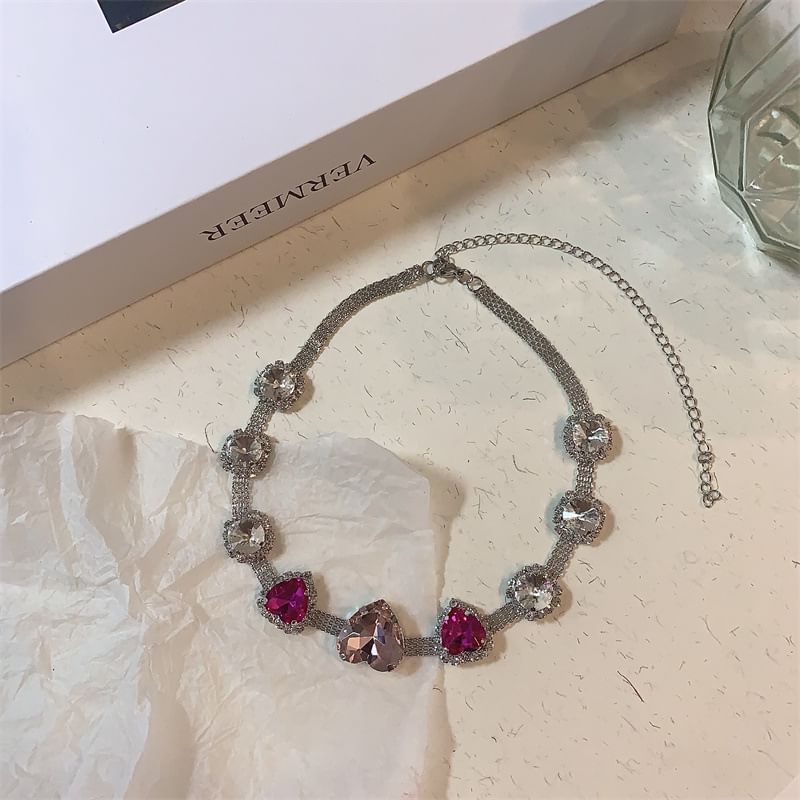 Heart Rhinestone Choker