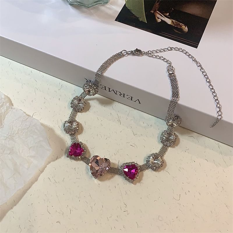 Heart Rhinestone Choker