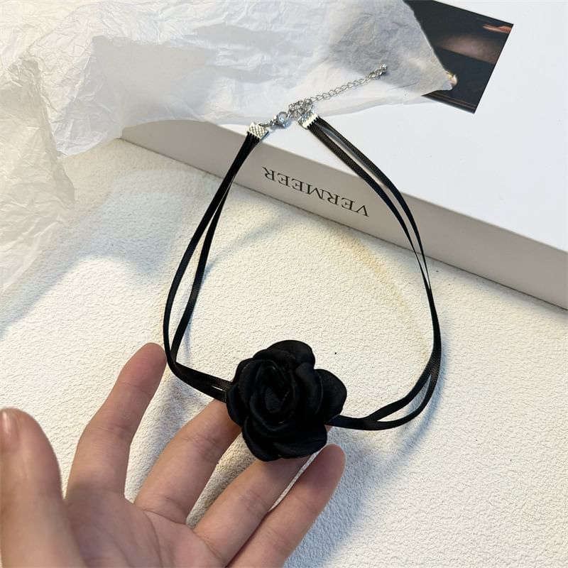 Ribbon Rose Choker