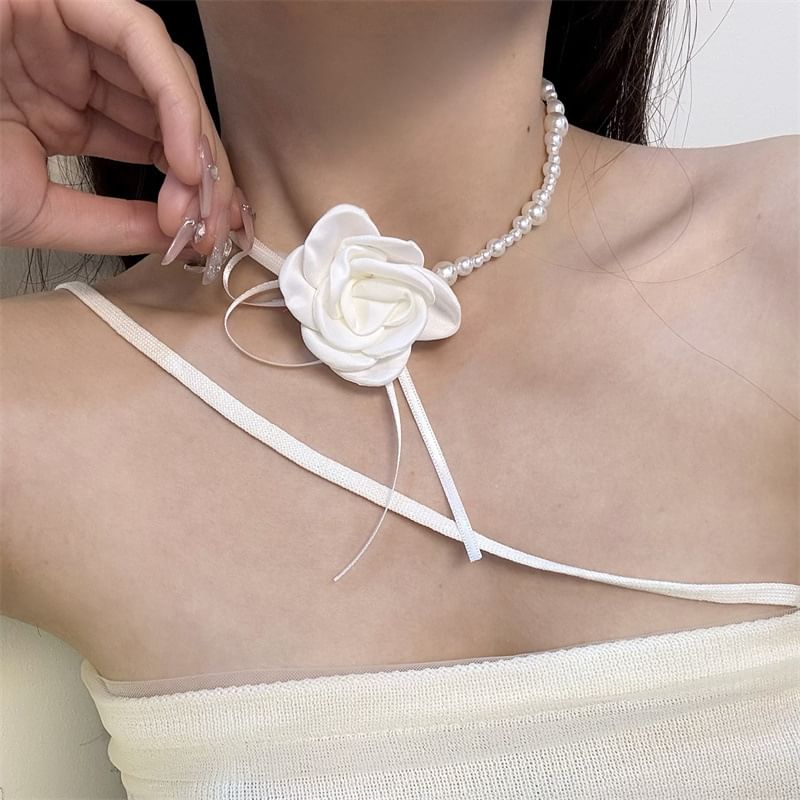 Ribbon Rose Choker