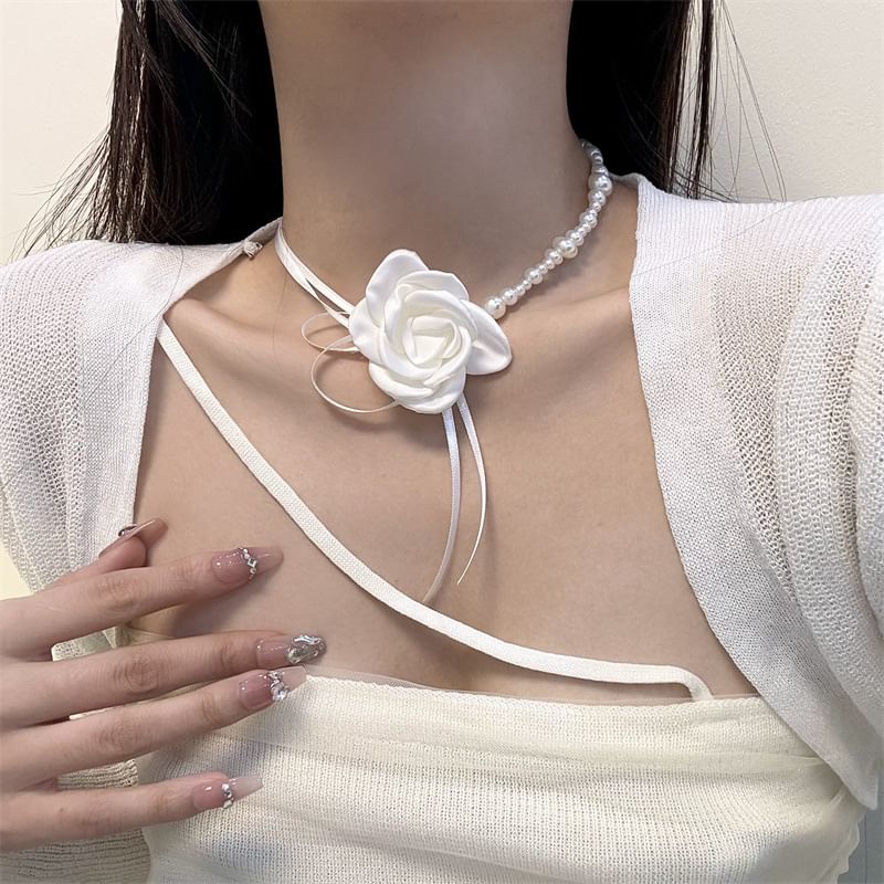 Ribbon Rose Choker