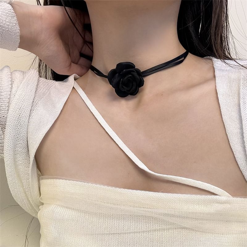 Ribbon Rose Choker