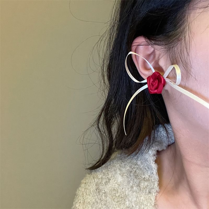 Ribbon Earring Stud Rose