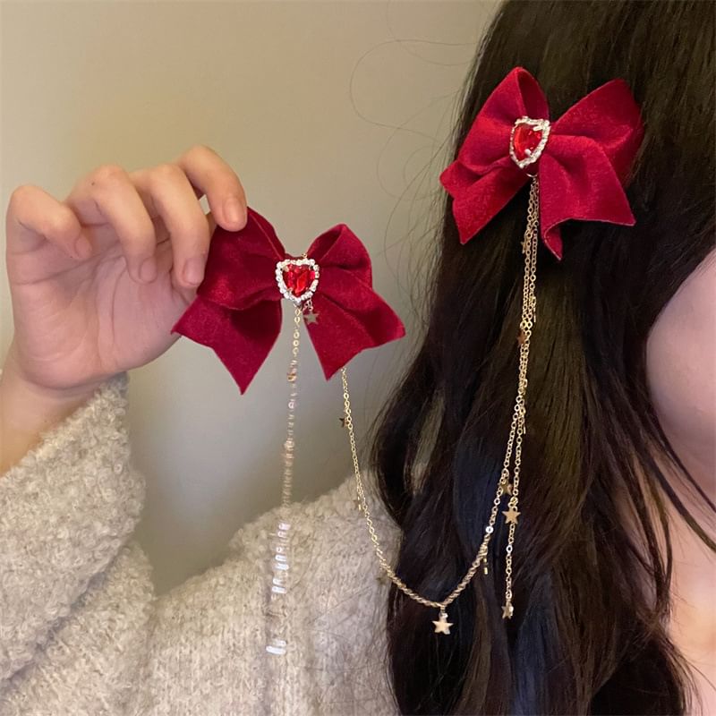 Bow Hair Rhinestone Clip