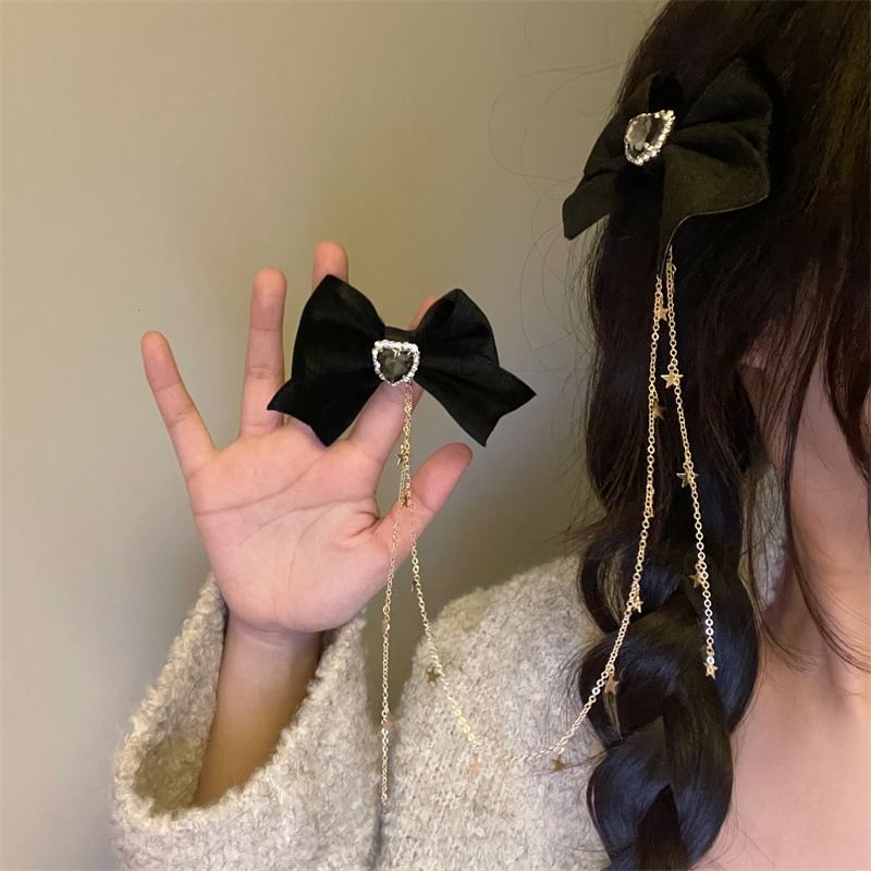 Bow Hair Rhinestone Clip