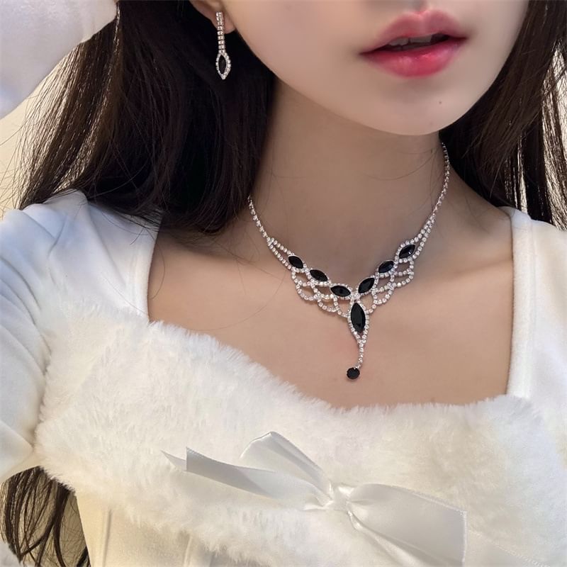 Necklace Drop Rhinestone Pendant / Earring