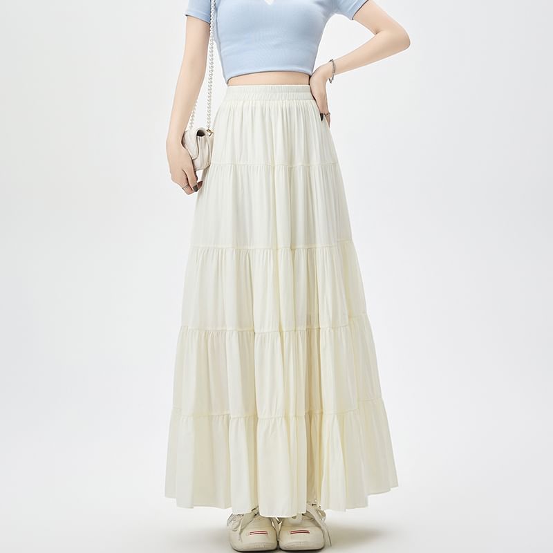 Skirt Maxi A-Line High Plain Waist