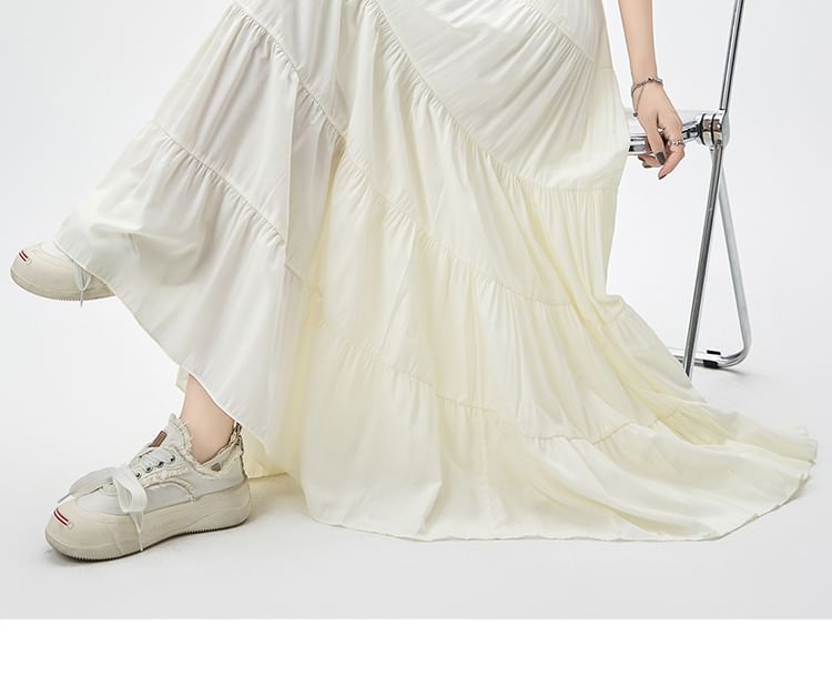 Skirt Maxi A-Line High Plain Waist