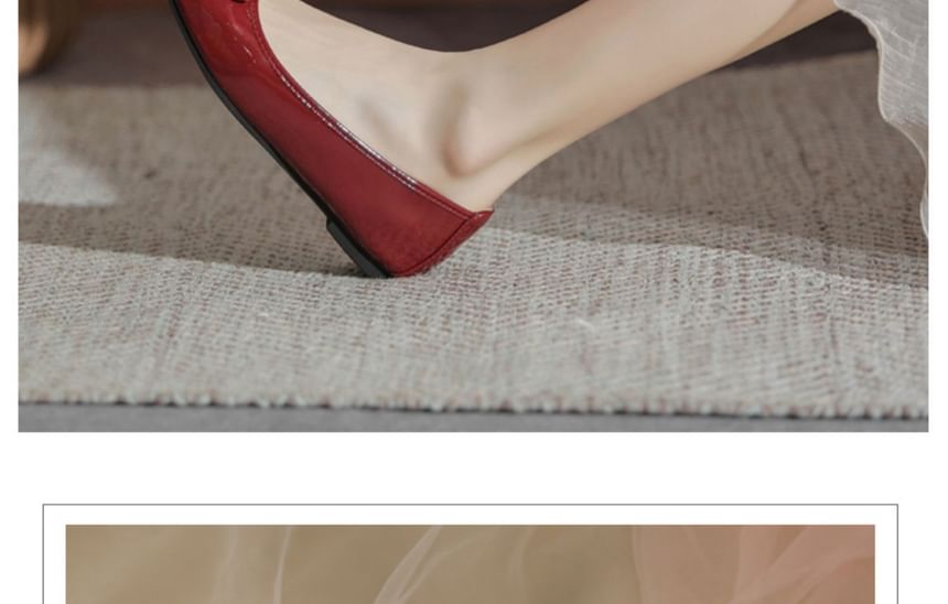 Bow Leather Faux Flats