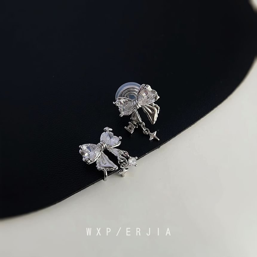 Drop Earring Bow Rhinestone Alloy