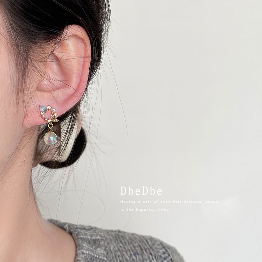 Rhinestone Drop Faux Earring Pearl Alloy