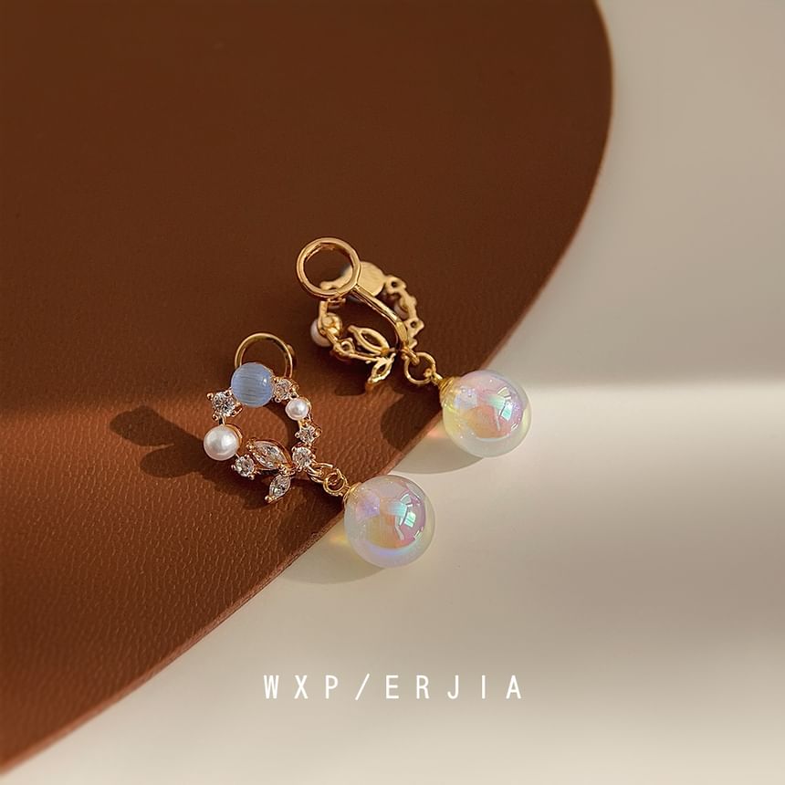 Rhinestone Drop Faux Earring Pearl Alloy