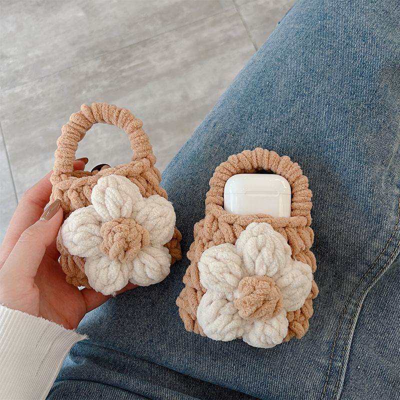 Pouch Knit Floral Case Earphone