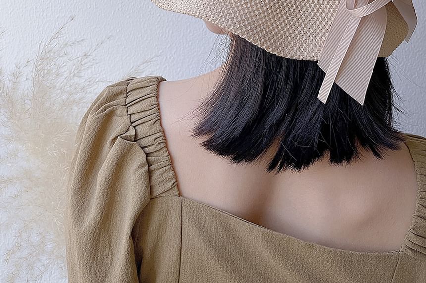 Linen Cotton Hat Bucket Ribbon