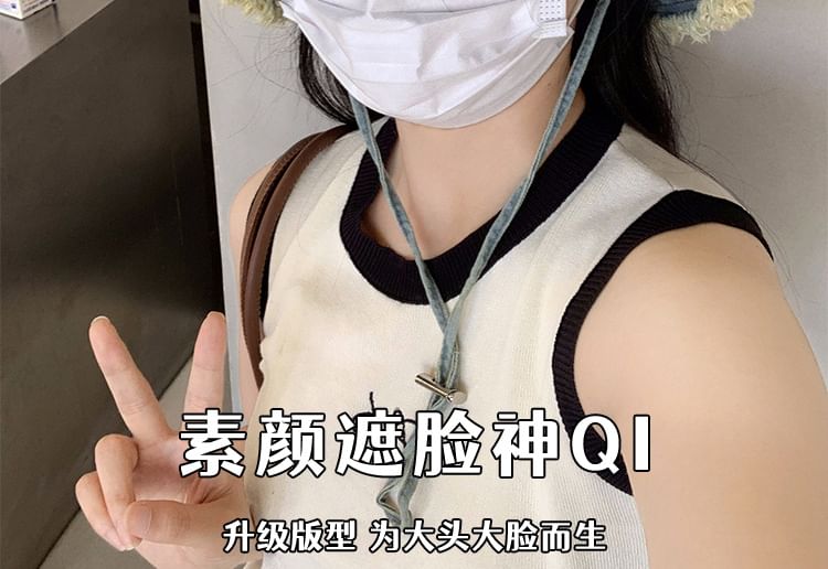 Lettering Bucket Denim Fringed Hat