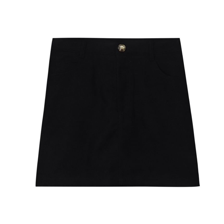Skirt Mini Plain High Waist A-Line