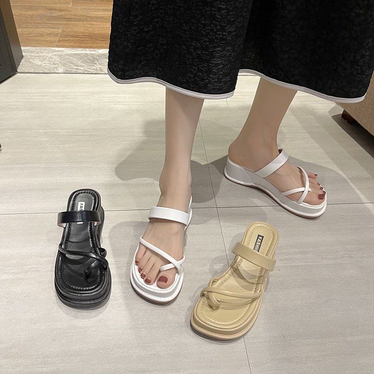 Slide Sandals Toe Platform Loop