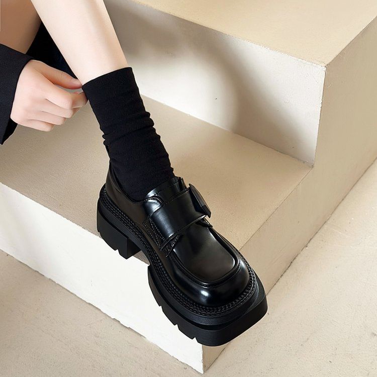 Chunky Heel Loafers Platform