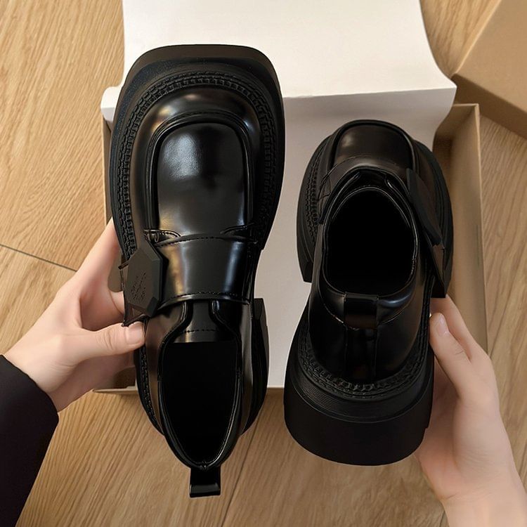 Chunky Heel Loafers Platform