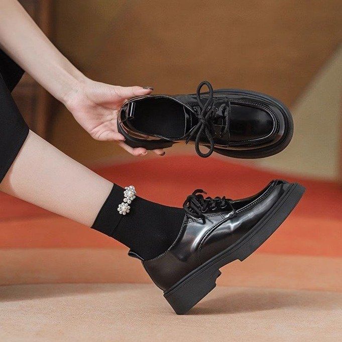 Chunky Lace-Up Platform Shoes Heel