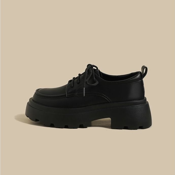 Platform Heel Lace-Up Shoes Chunky