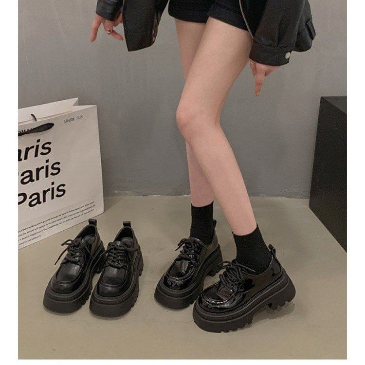 Platform Chunky Lace-Up Shoes Heel