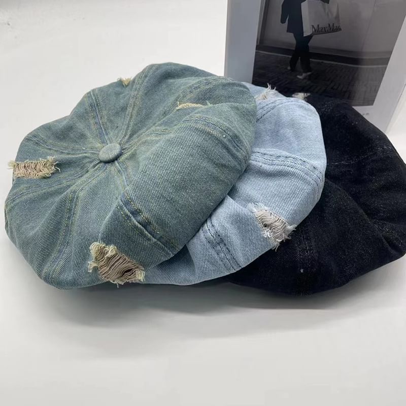 Beret Distressed Denim