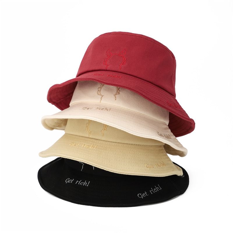 Embroidered Cartoon Hat Bucket