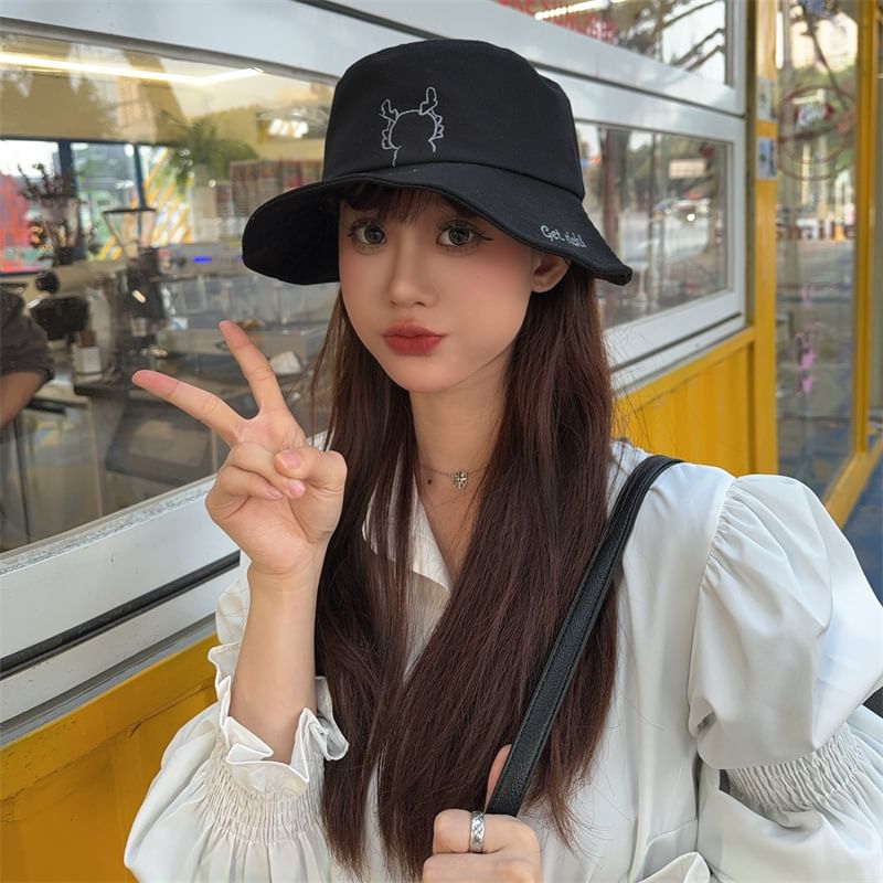 Embroidered Cartoon Hat Bucket