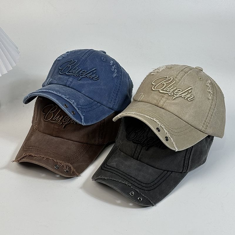 Cap Distressed Letter Baseball Embroidered