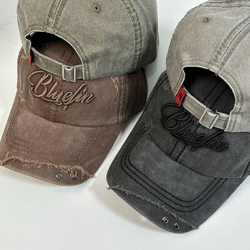 Cap Distressed Letter Baseball Embroidered