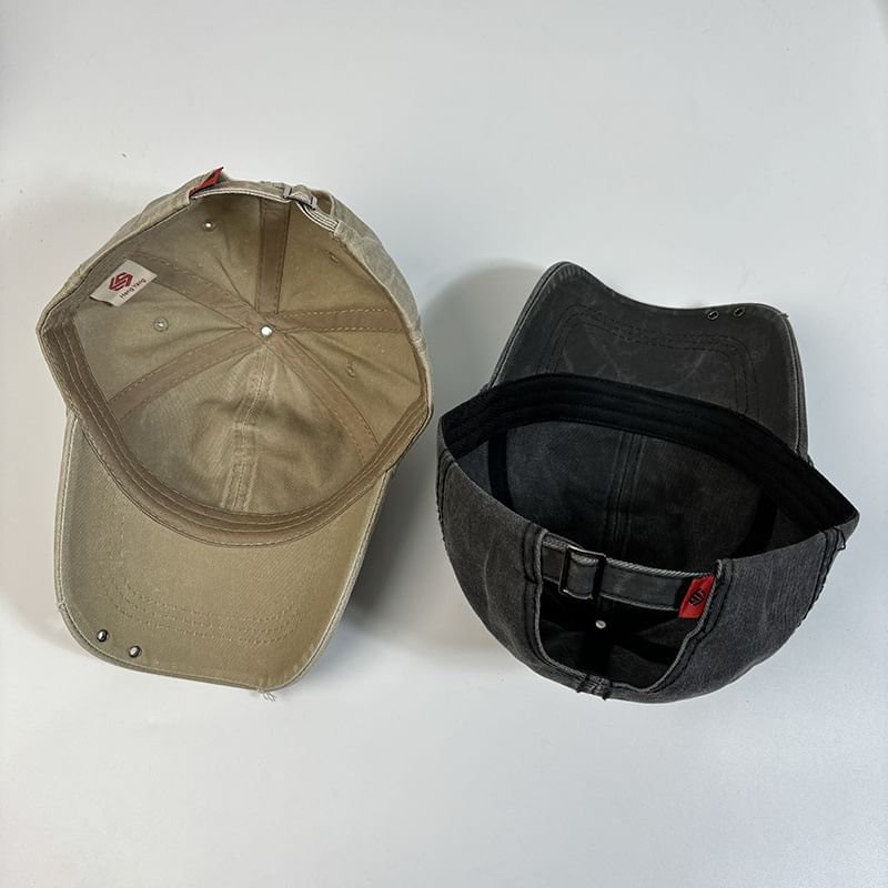 Cap Distressed Letter Baseball Embroidered