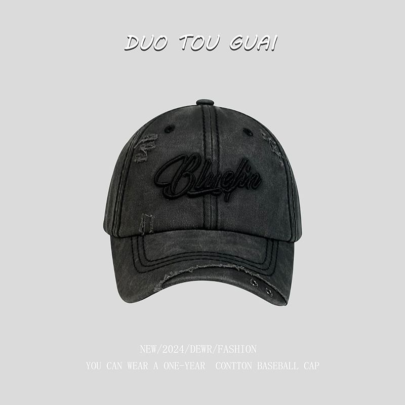 Cap Distressed Letter Baseball Embroidered