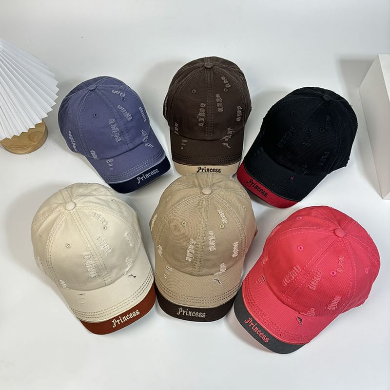 Letter Cap Distressed Baseball Embroidered