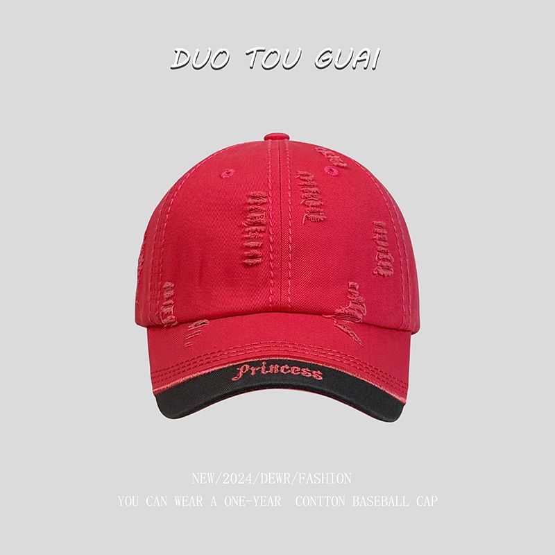 Letter Cap Distressed Baseball Embroidered