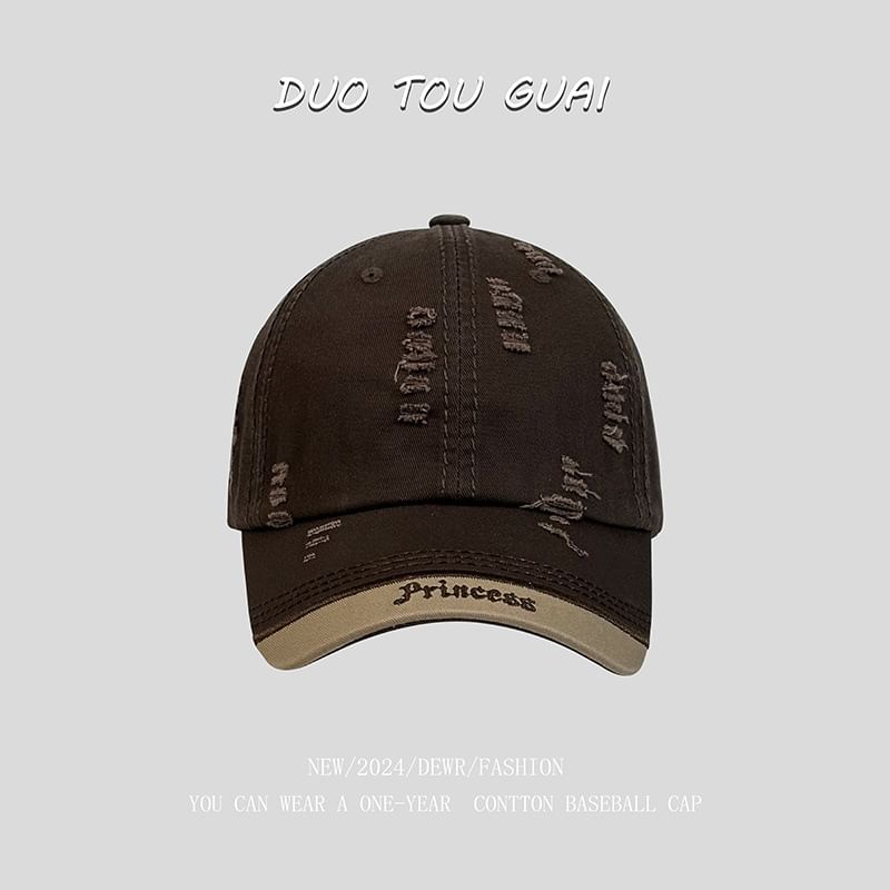 Letter Cap Distressed Baseball Embroidered