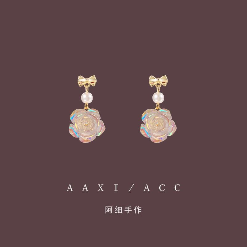 Faux Earring Pearl Alloy Floral Dangle