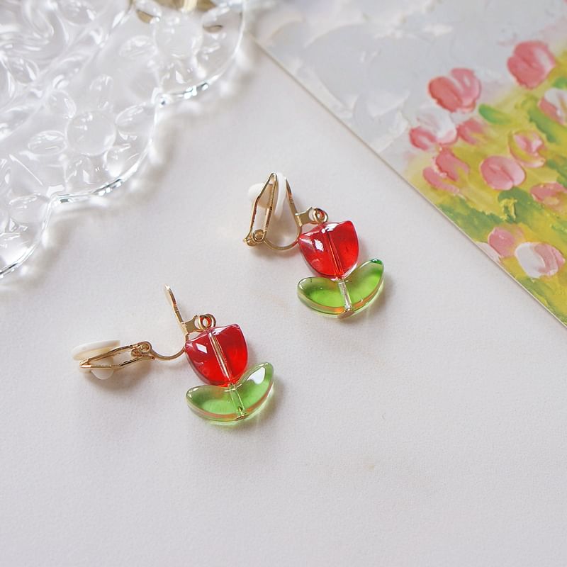 Tulip Alloy Drop Earring