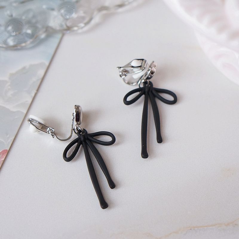 Earring Bow Heart Drop Alloy